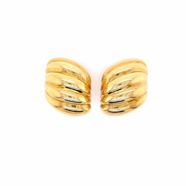 Ribbed Gold Dome Earrings