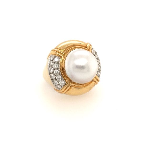 Mabe pearl and diamond ring