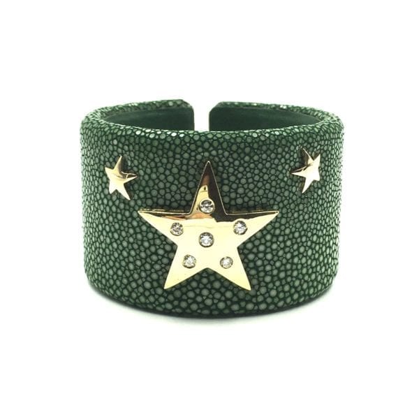 Green Shagreen Star Cuff