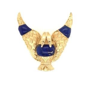 Lapis Doubled Headed Eagle Brooch