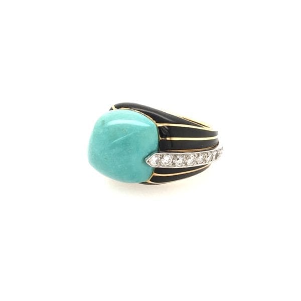 Tiffany Claflin Turquoise Enamel Ring