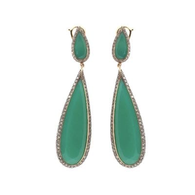 Green Onyx Diamond Earrings