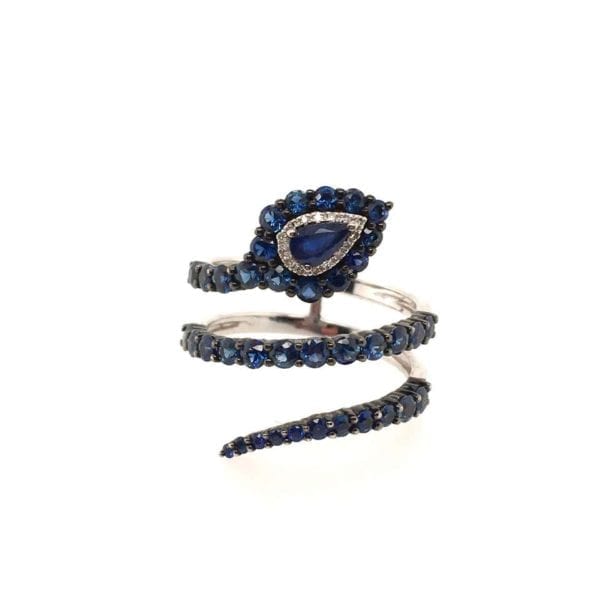 Sapphire Diamond Snake Ring