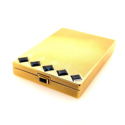 Van Cleef 1940s Gold Sapphire Compact Case