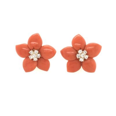 Van Cleef Coral Flower Earrings
