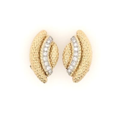 Van Cleef Gold Diamond Scroll Earrings