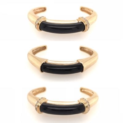 Black Onyx Cuff Bracelet Set