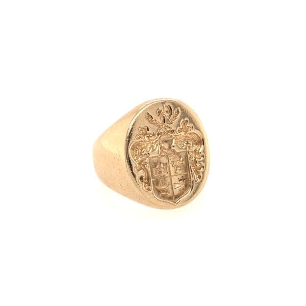 Gold Crest Signet Ring