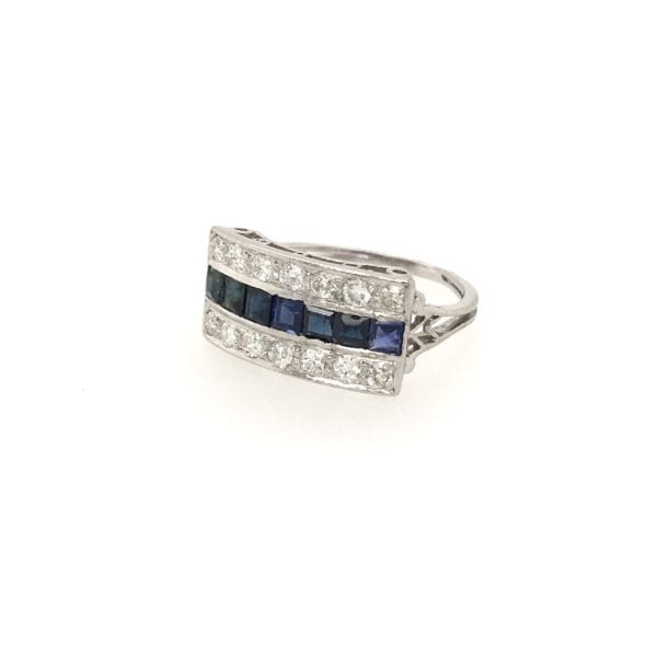 Rectangular Sapphire Diamond Ring