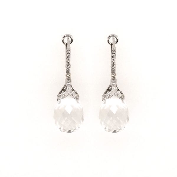 White Topaz Diamond Hanging Earrings