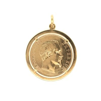 French Empire Gold Coin Pendant