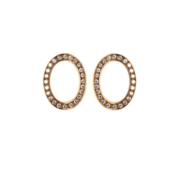 Oval Gold Diamond Earrings