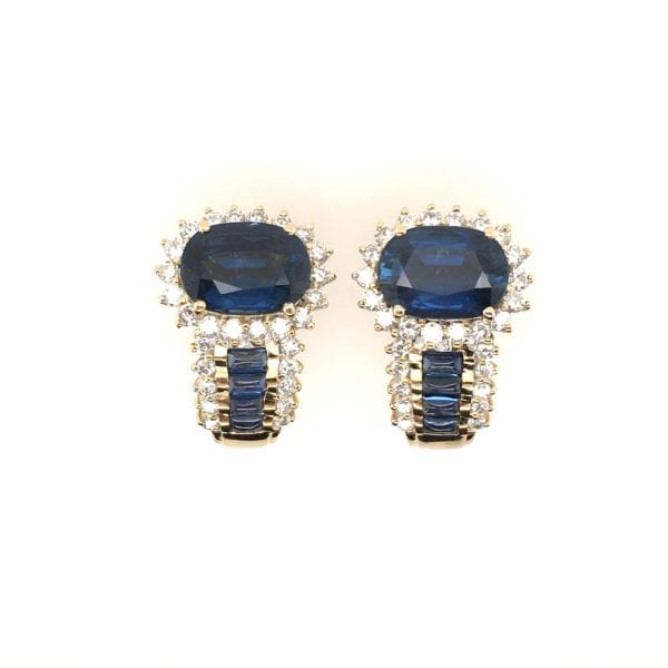 Sapphire Diamond Half Hoop Earrings