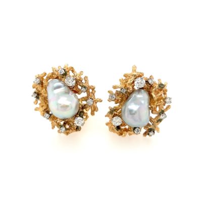 1960s Abstract Baroque Pearl Earrings