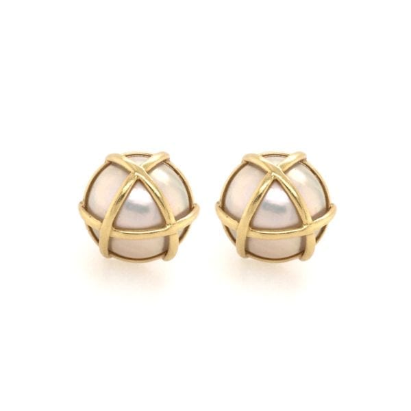 Mabe Pearl Gold Cage Earrings