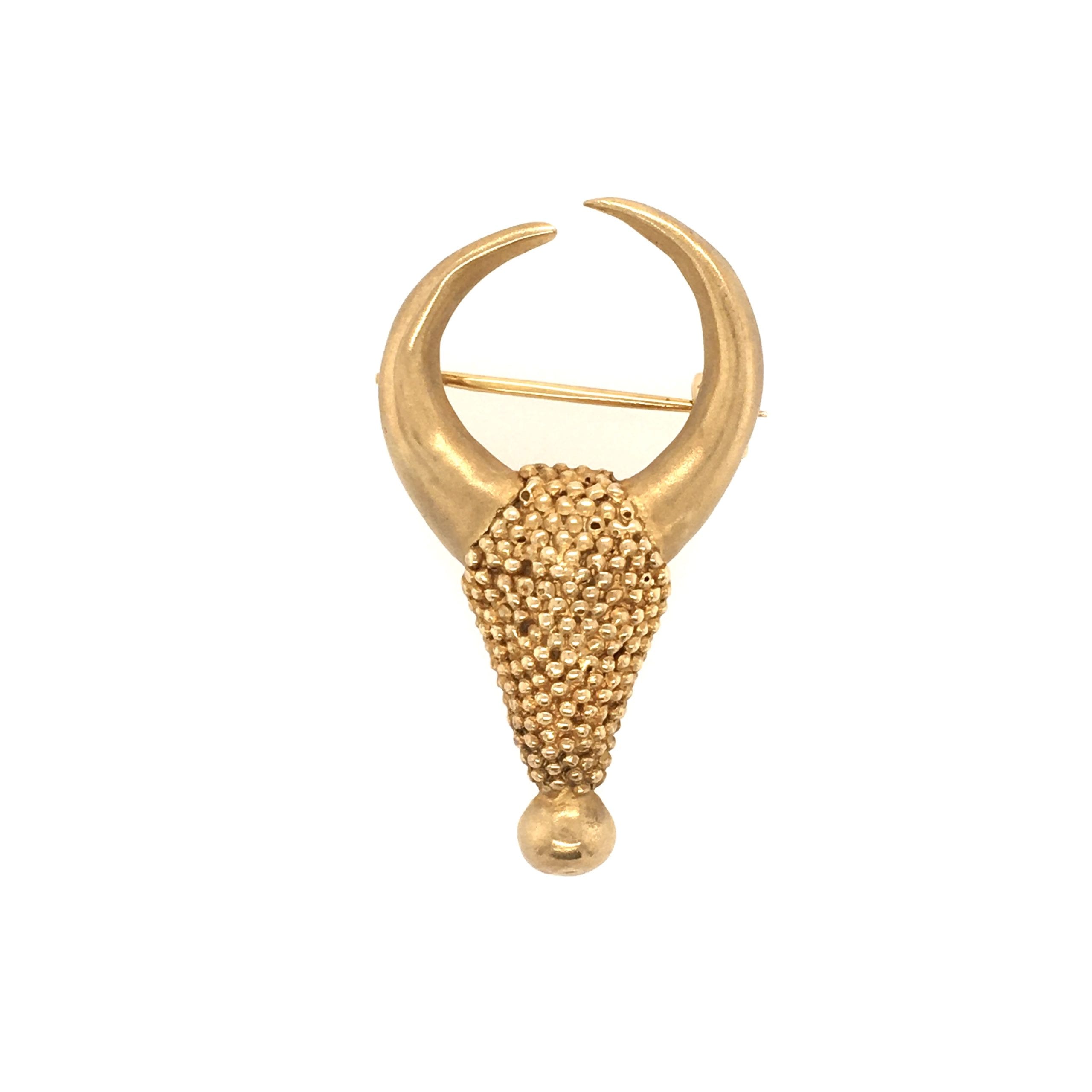 Greek Longhorn Gold Brooch | $0 CDB Jewelry