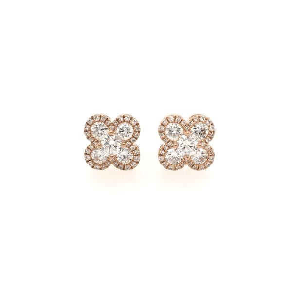 Gold Diamond Quatrefoil Earrings