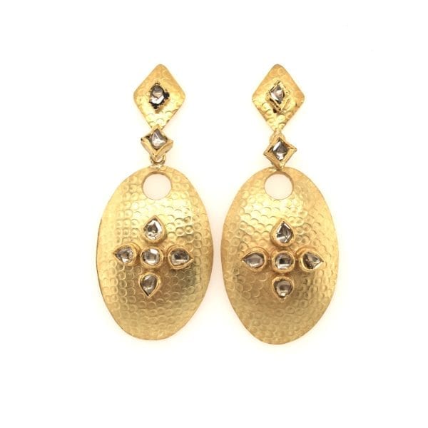 Textured Oval Disc Earrings