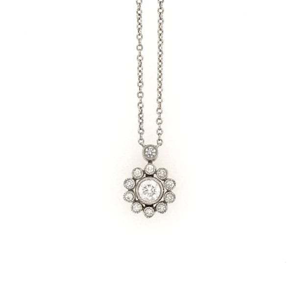 Tiffany Halo Flower Pendant Necklace
