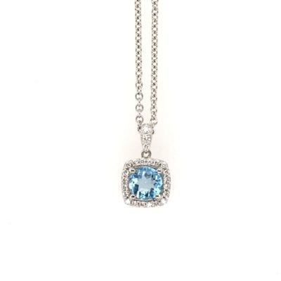 Blue Topaz Diamond Pendant Necklace