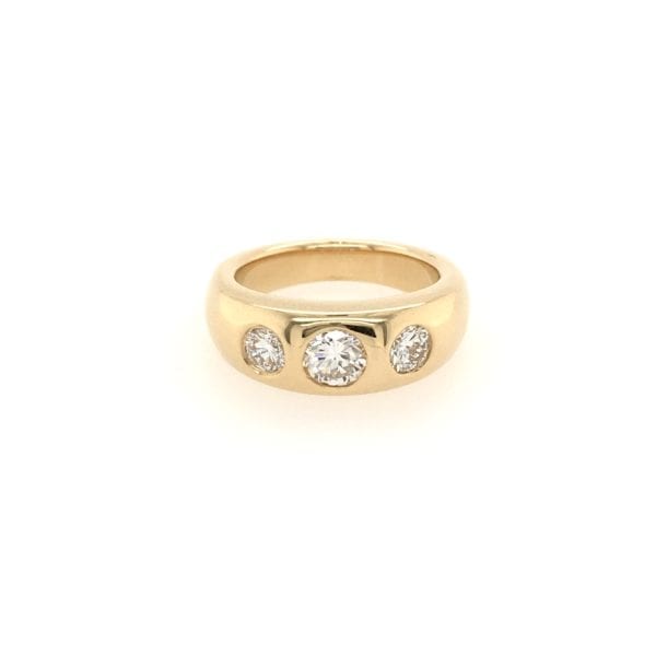 Three Stone Gold Diamond Gypsy Ring