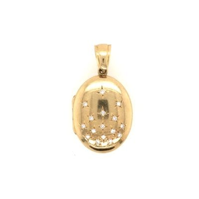 Gold Diamond Oval Locket Pendant