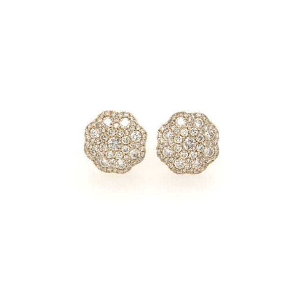 Gold Pavé Diamond Flower Earrings