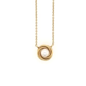 Tiffany Gold Pearl Knot Necklace