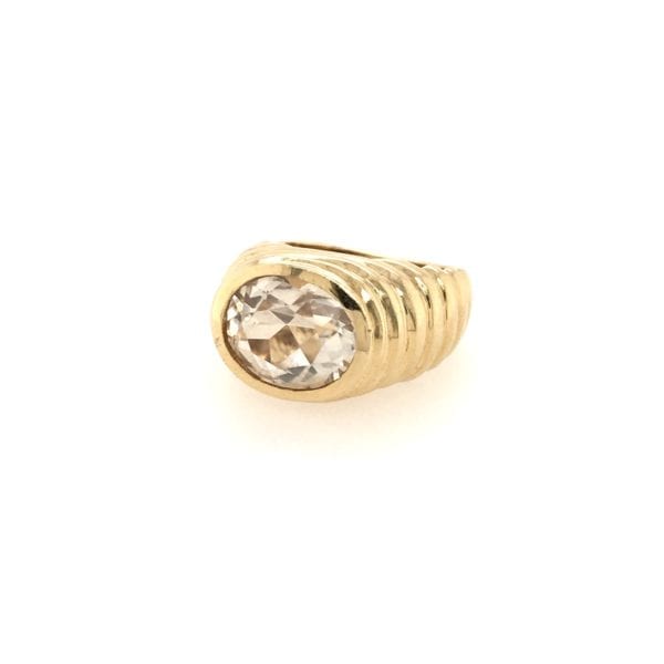 Rock Crystal Gold Bombe Ring