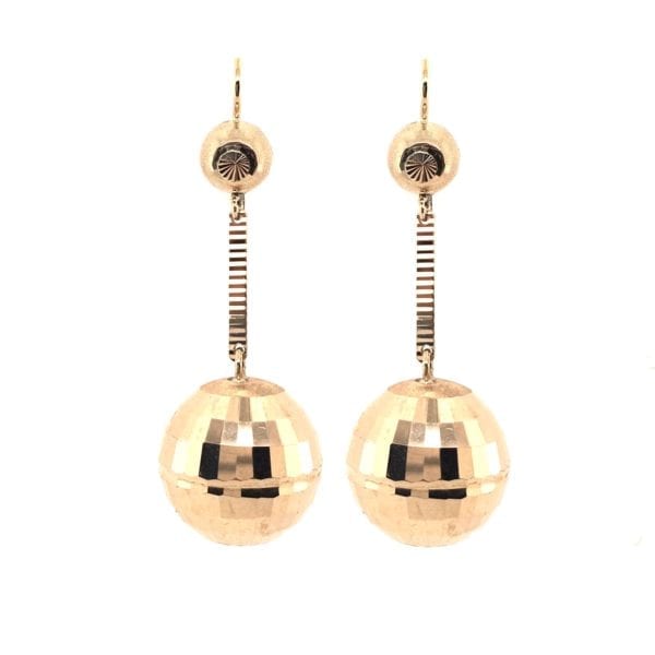 Polished Gold Ball Hanging Earrings