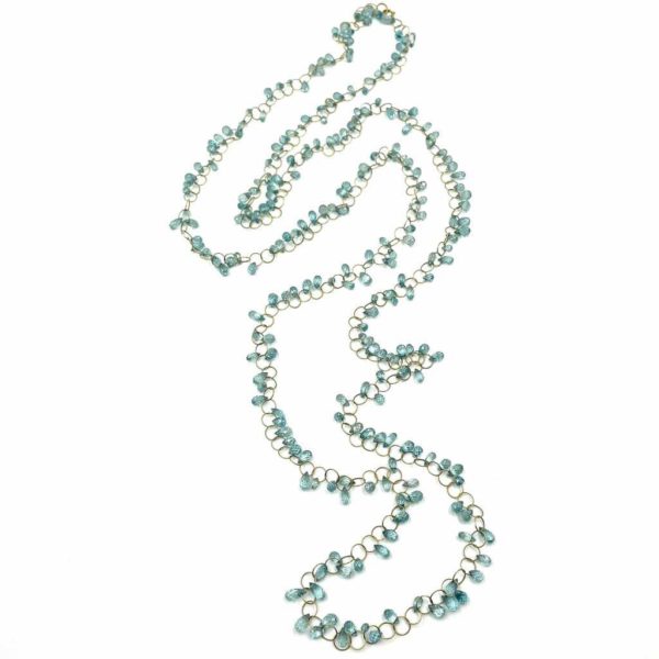 Blue Zircon Long Chain Necklace