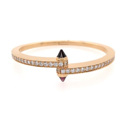 Cartier Menotte Rose Gold Diamond Tourmaline Bracelet