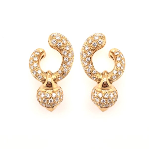 Gold Diamond Hanging Boule Earrings