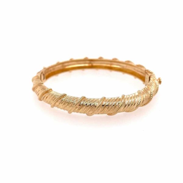 Fluted Gold Bangle Bracelet 1