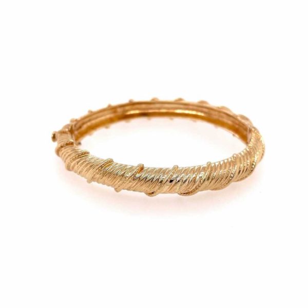 Fluted Gold Bangle Bracelet 2