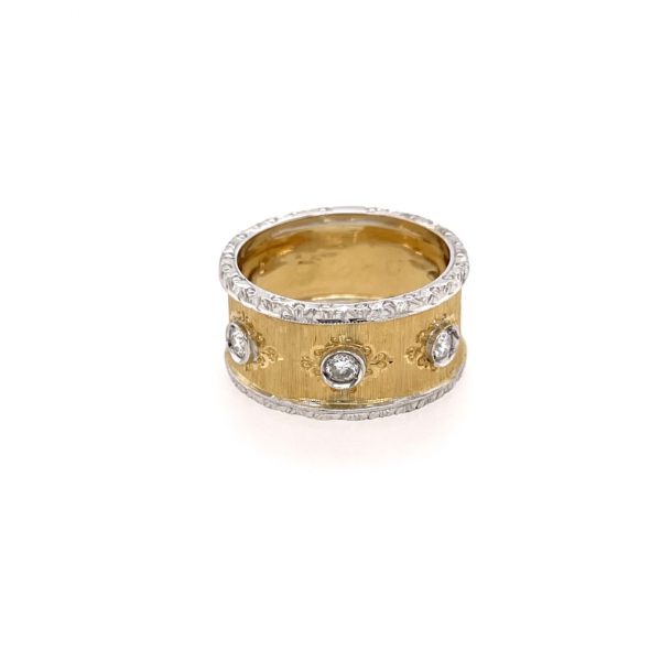 Gold Diamond Textured Ring