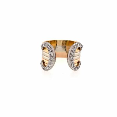 Cartier Double C Tri-Color Gold Diamond Ring
