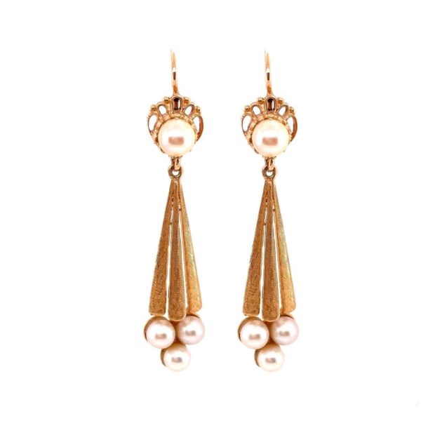 Textured Gold Pearl Drop Earrings