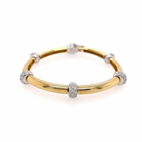 Gold Diamond Curved Bangle Bracelet