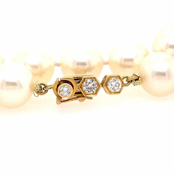 Van Cleef Pearl Necklace with Gold Diamond Clasp 2