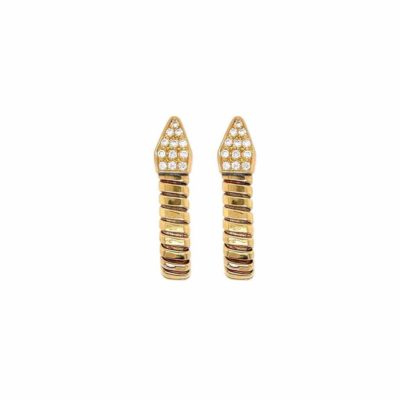 Gold Diamond Gas Pipe Snake Earrings