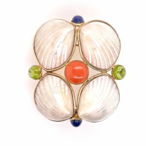 1970s Marguerite Stix Clam Shell Brooch