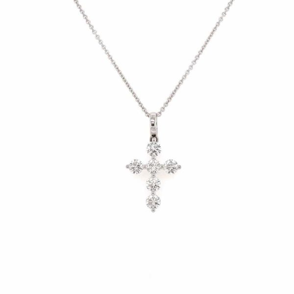 Cross White Gold Diamond Pendant Necklace