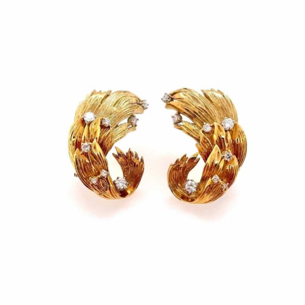 Spritzer and Fuhrmann Gold Diamond Earrings