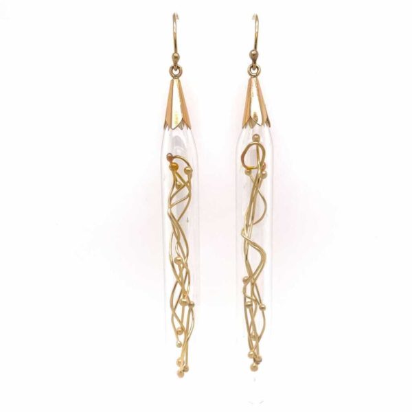 Glass Drop Gold Earrings