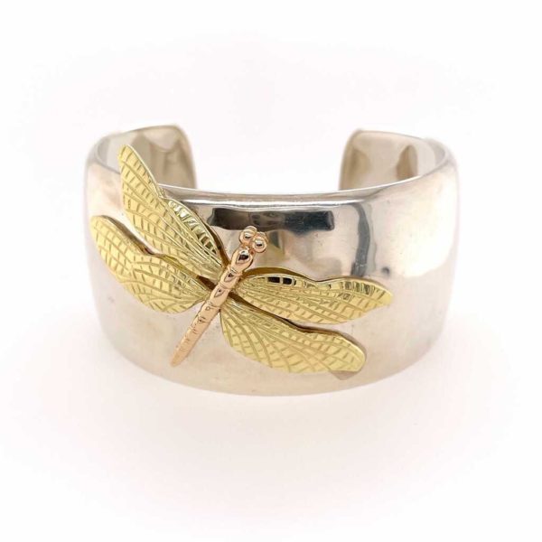Tiffany Silver Gold Dragonfly Cuff Bracelet