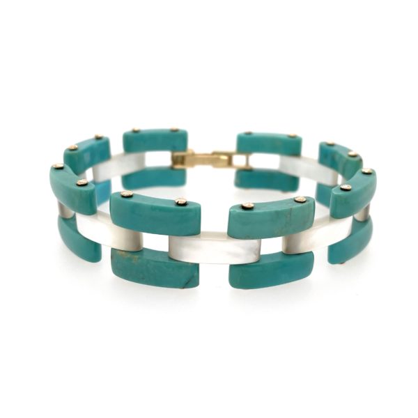 Turquoise Mother of Pearl Link Bracelet