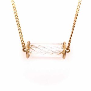 Glass Cylinder Gold Link Necklace