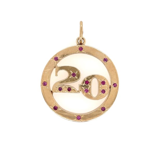 “20” Ruby Sapphire Gold Pendant