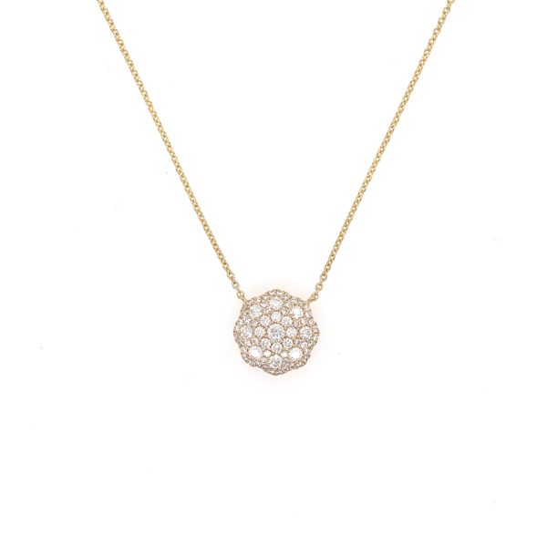 Pave Diamond Gold Flower Necklace
